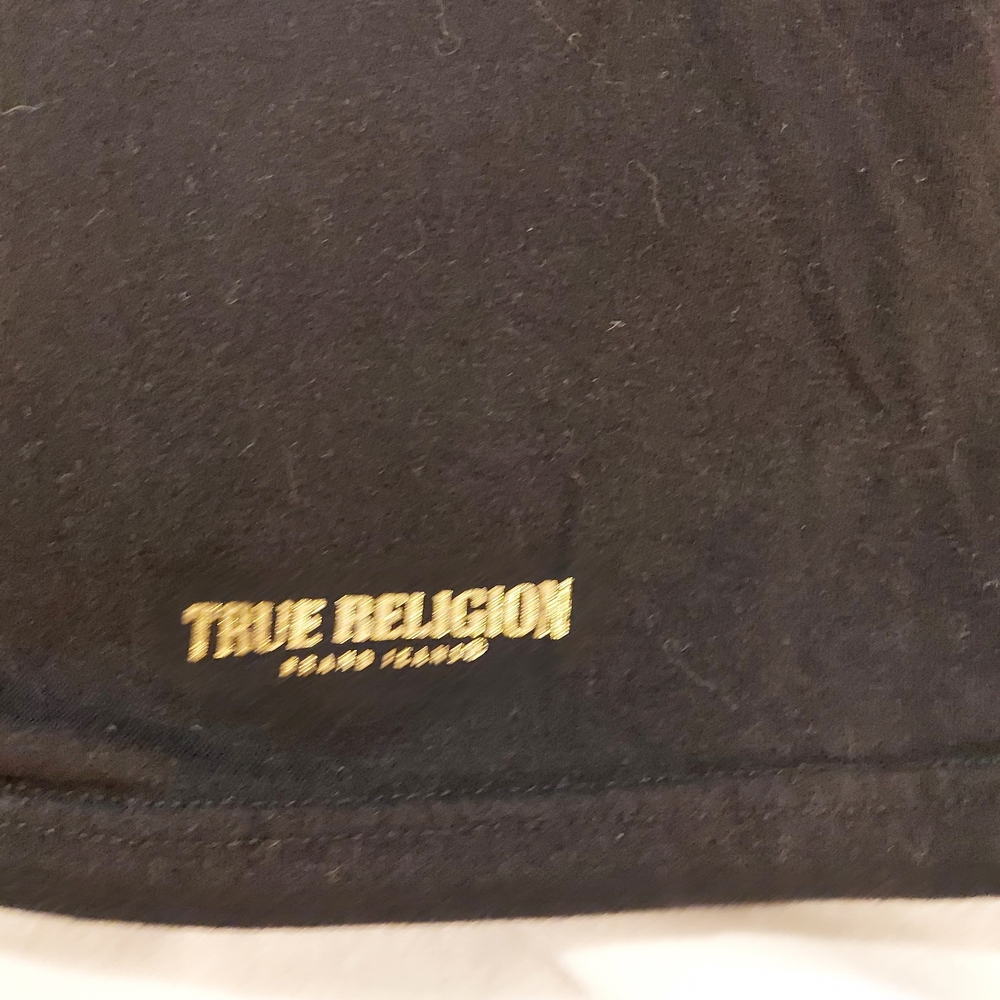 True Religion Black Cotton V-neck T-Shirts with Logo *Set Of 4* - Picture 8 of 10